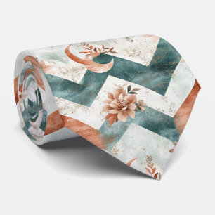 Gravata Padrão Floral Lua Rústica Chevron (3)