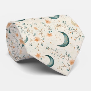 Gravata Padrão Floral Lunar Boho Celestial (1)