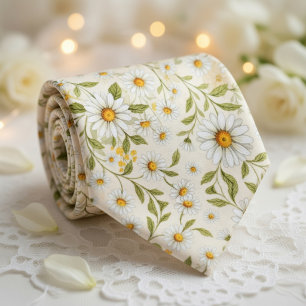 Gravata Padrão Floral Margarida Elegante