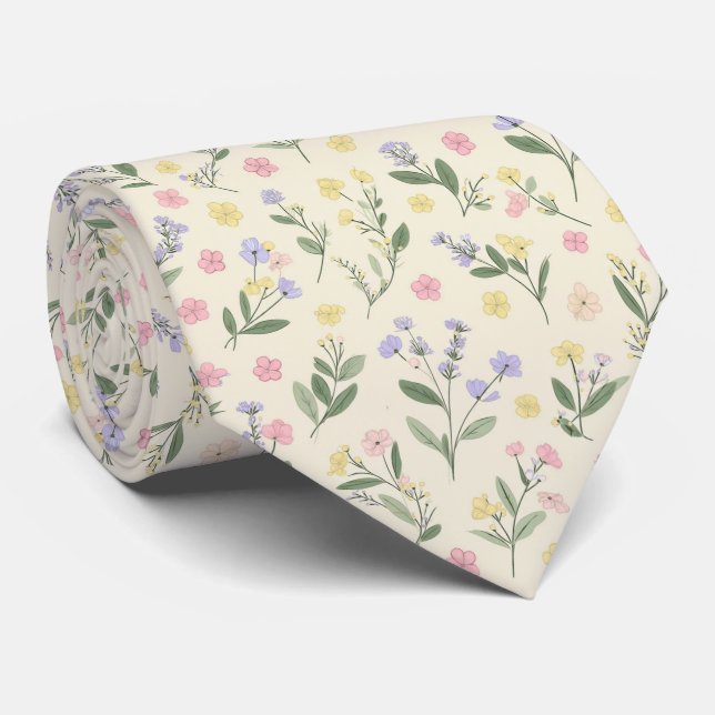 Gravata Padrão Floral Micro Minimalista (Rolled)