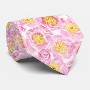 Gravata Padrão Floral Moderno Pink Peony