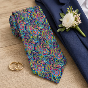 Gravata Padrão Floral Paisley Rosa Azul Amarelo Vermelho R