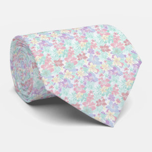 Gravata Padrão Floral Pastel Tropical
