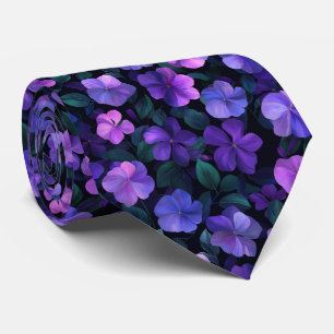 Gravata Padrão Floral Periwinkle Escuro