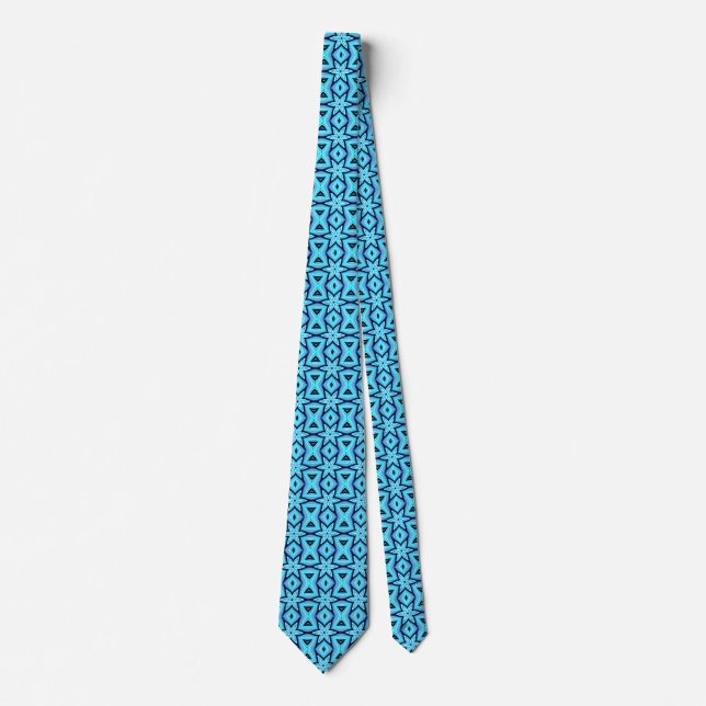 Gravata Padrão Floral Pintado de Azul Preto (Frente)