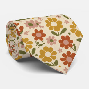 Gravata Padrão Floral Pop Retro
