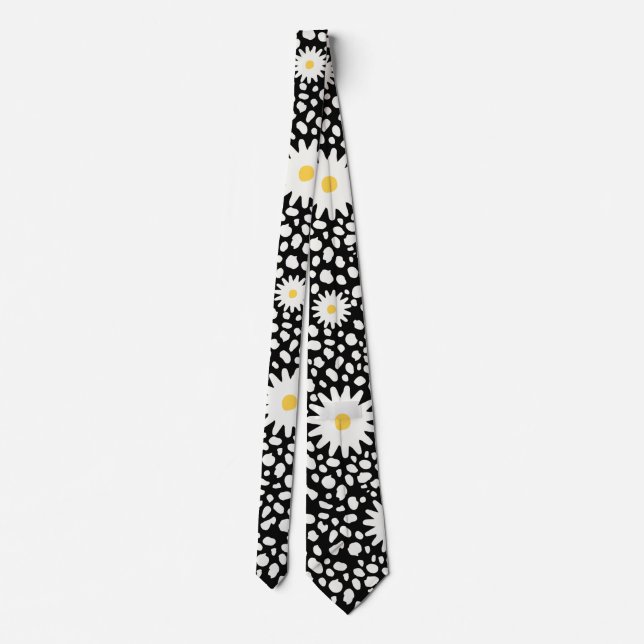 Gravata padrão floral preto e branco (Verso)