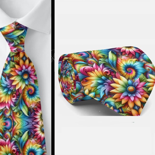 Gravata Padrão Floral Psicanodélico Tie-Dye (Criador carregado)