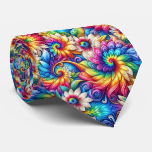 Gravata Padrão Floral Psicotrópico Tie-Dye