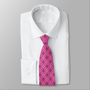 Gravata Padrão Floral Sem Costura Estrela Arabesco Rosa