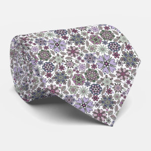 Gravata Padrão Floral Sem Costura Rosa Roxo Pastel Retro