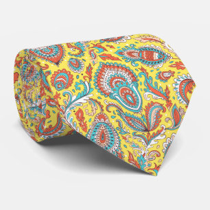 Gravata padrão floral sem emenda de paisley ao estilo indi