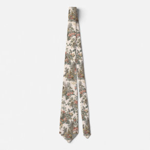 Gravata Padrão Floral Toile Francês Rústico Vintage
