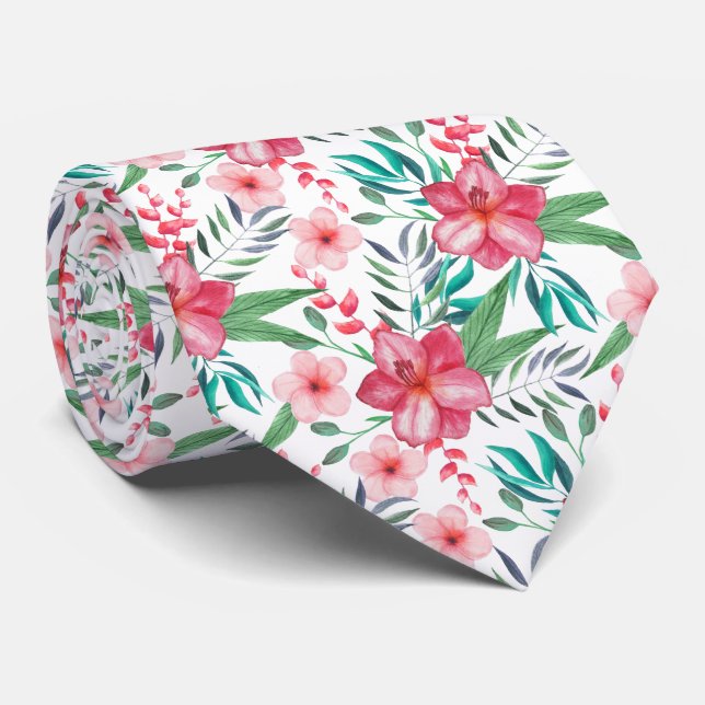 Gravata padrão floral tropical elegante (Rolled)