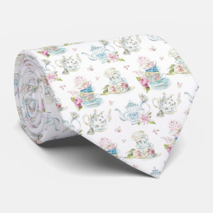 Gravata Padrão Floral Vintage Chá Festa Vitoriano Aquarela