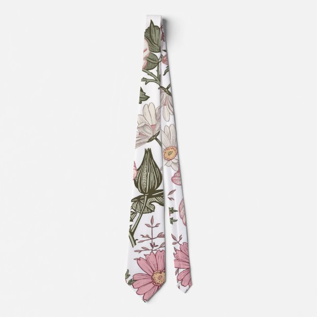 Gravata Padrão Floral Vintage com Rosas (Frente)