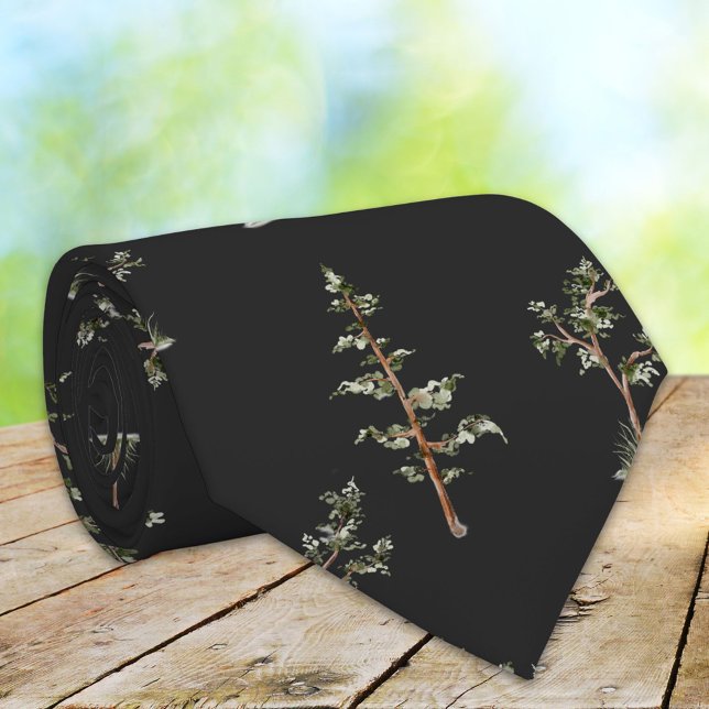 Gravata Padrão Floresta de Árvore Verde (Close up)