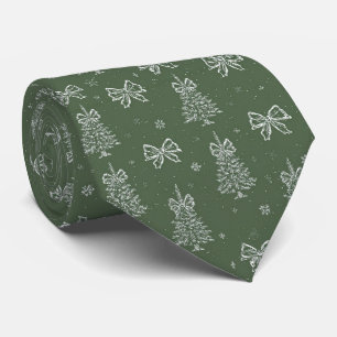 Gravata Padrão Floresta Verde Vintage Evergreen Inverno