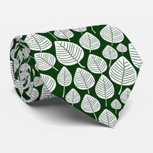 Gravata Padrão Folha 02 - Branco sobre Verde Escuro