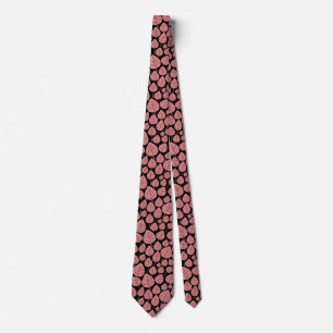 Gravata Padrão Folha 02 - Rosa Suave em Preto