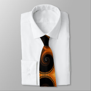 Gravata Padrão fractal espiral laranja dourado escuro abst