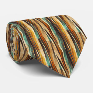 Gravata Padrão Geométrico Art Déco em Verde Água e Dourado