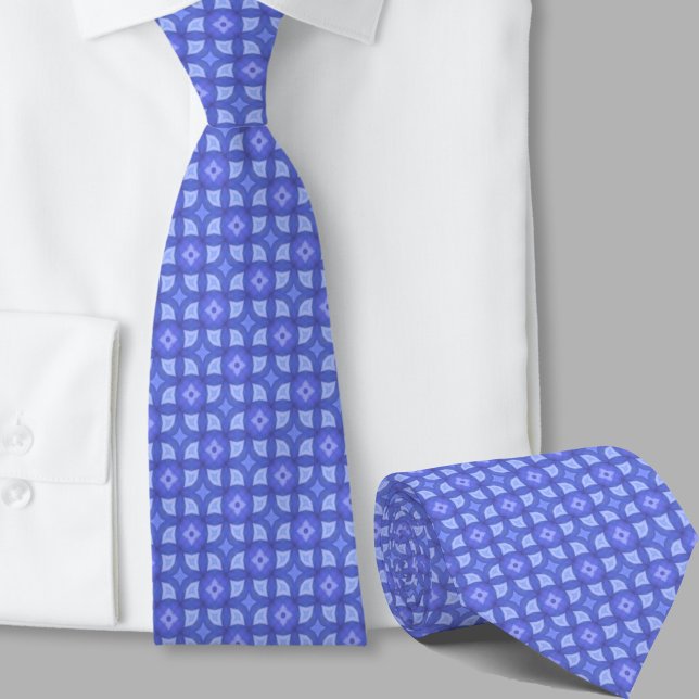 Gravata Padrão geométrico azul elegante (Criador carregado)