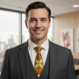 Gravata Padrão Geométrico com Tons Terrosos