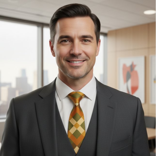 Gravata Padrão Geométrico com Tons Terrosos (Criador carregado)