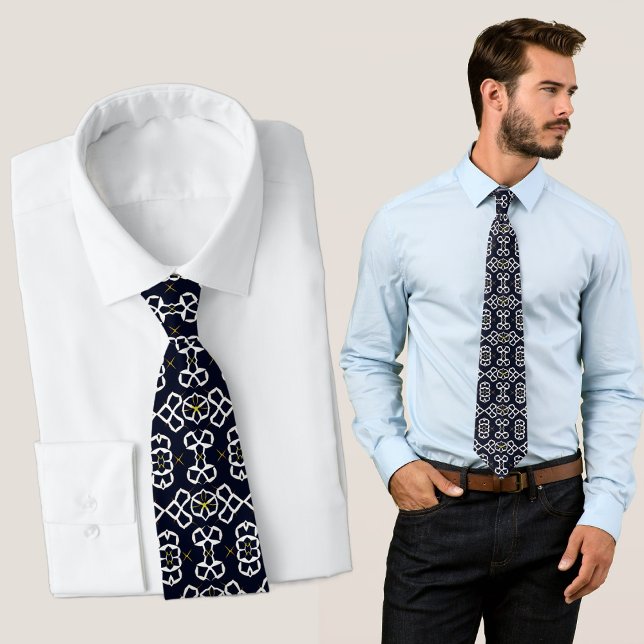 Gravata Padrão geométrico de Abstrato elegante em azul Mar (Criador carregado)