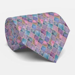 Gravata Padrão Geométrico de Diamante em Aquarela Harlequi