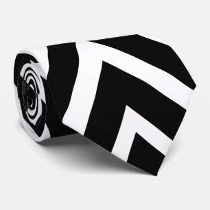Gravata Padrão Geométrico de Diamante Preto e Branco