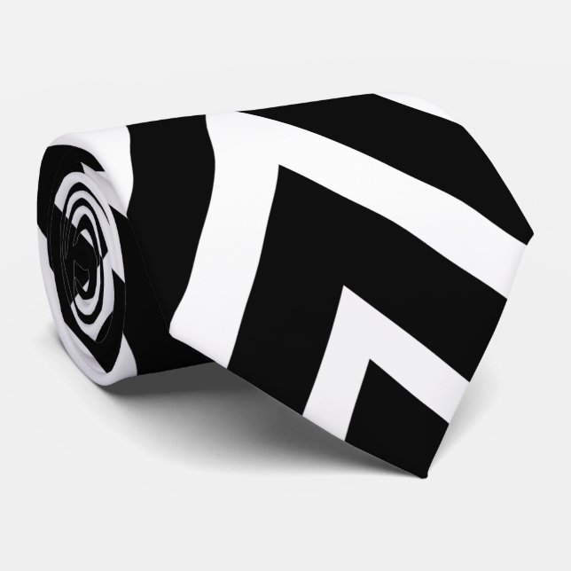 Gravata Padrão Geométrico de Diamante Preto e Branco (Rolled)