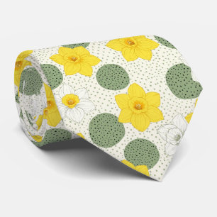 Gravata Padrão Geométrico Floral de Narciso Botânico (1)