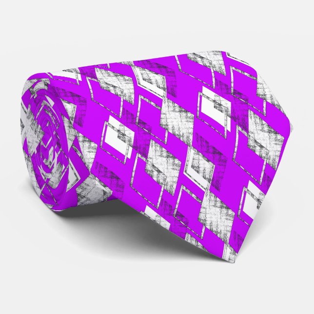 Gravata Padrão geométrico neonroxo. (Rolled)