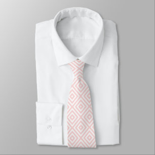Gravata Padrão Geométrico Rosa Pastel e Branco
