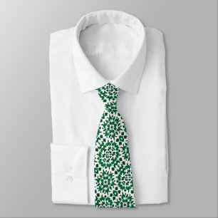 Gravata Padrão Grande do Azulejo Verde e Branco