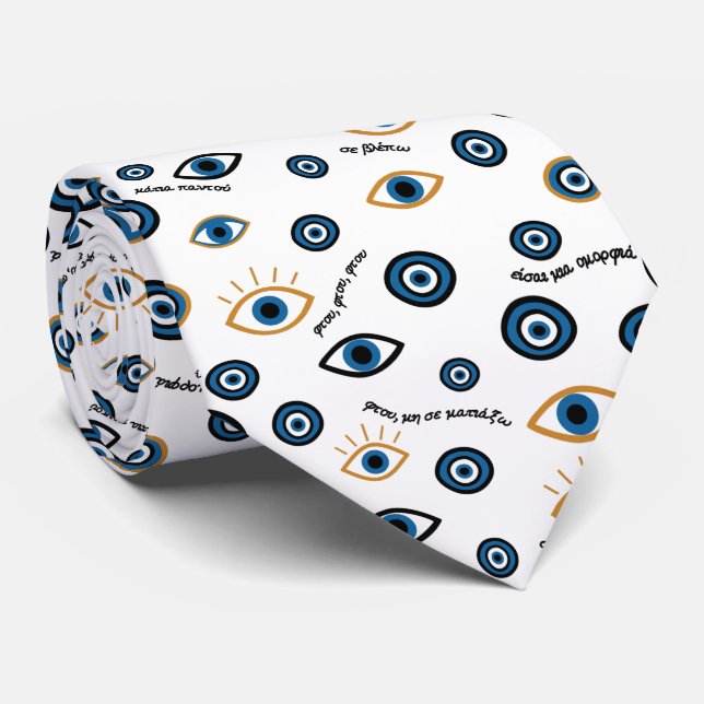 Gravata Padrão Grego mau: "Ftou Ftou" Amulet (Rolled)