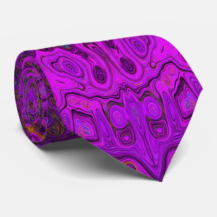 Gravata Padrão Groovy Abstrato Magenta e Preto