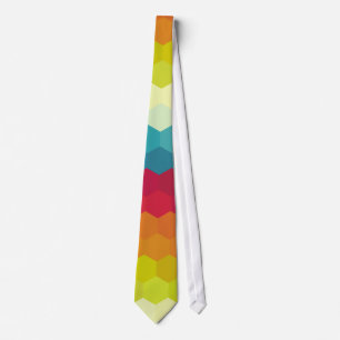 Gravata Padrão Hexagonal Chevron Multicolor