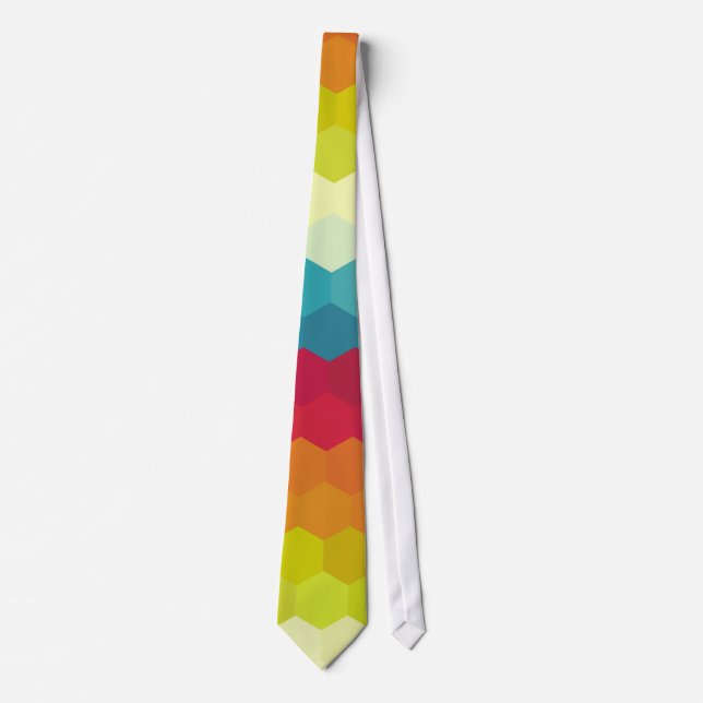 Gravata Padrão Hexagonal Chevron Multicolor (Frente)
