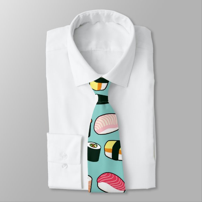 Gravata Padrão Ilustrado de Diversão Yummy Sushi (Amarrado)