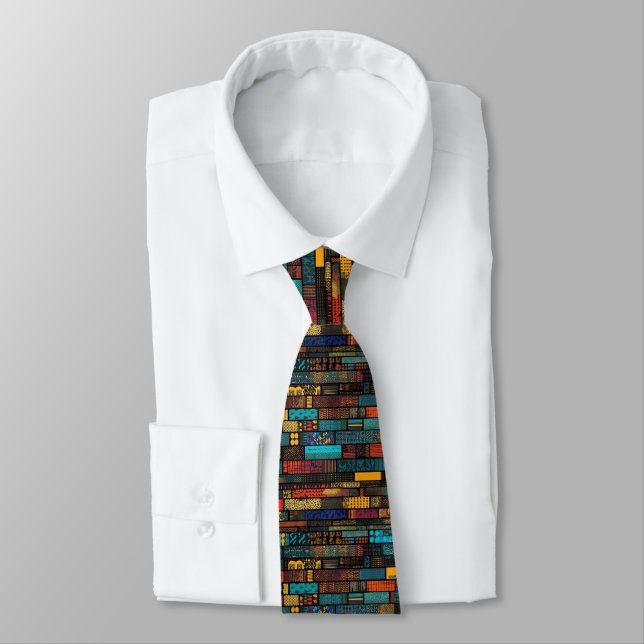 Gravata Padrão Kente Estilo Ganês (Amarrado)