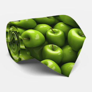 Gravata Padrão legal de fruta de maçã verde