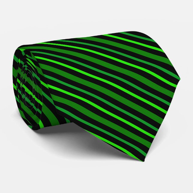 Gravata Padrão Listrado Tons de Verde  (Rolled)