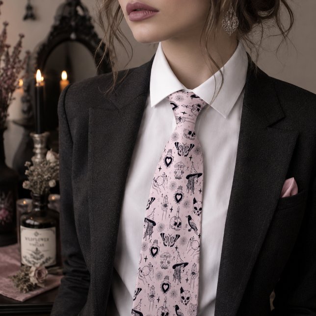 Gravata Padrão Mágico Rosa Whimsigoth (Criador carregado)