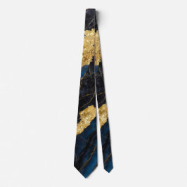 Gravata Padrão Marble Azul com Dourado