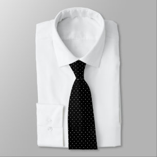 Gravata Padrão Micro Pontos Brancos Clássico Preto