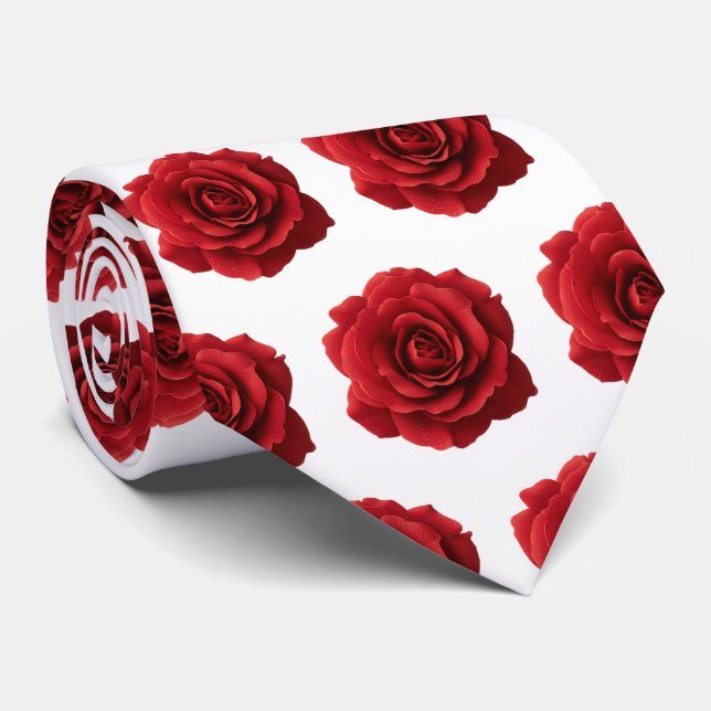 Gravata Padrão Mínimo de Rosa Vermelha com Gotículas de Ág (Rolled)