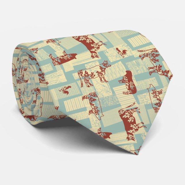 Gravata Padrão Moderno de Animais de Criação - País Clássi (Rolled)